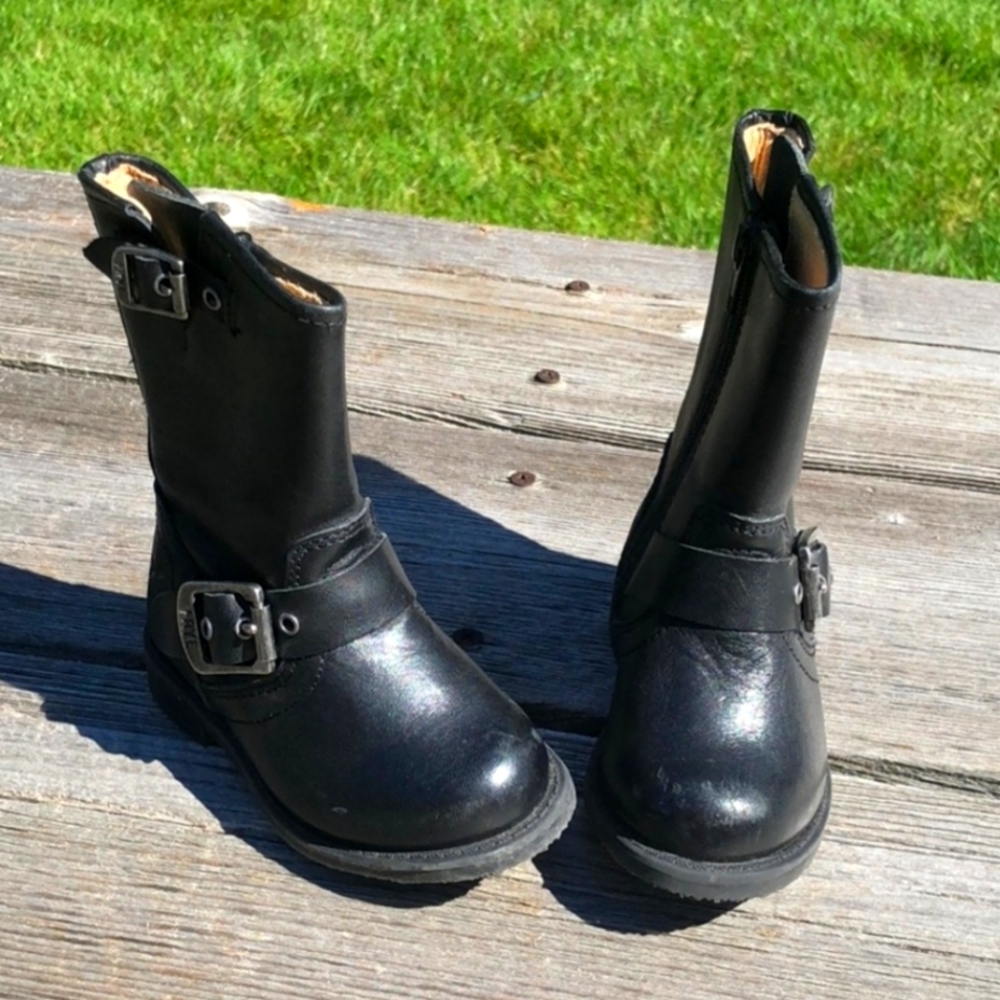 Kids Black FRYE Buckle Boots